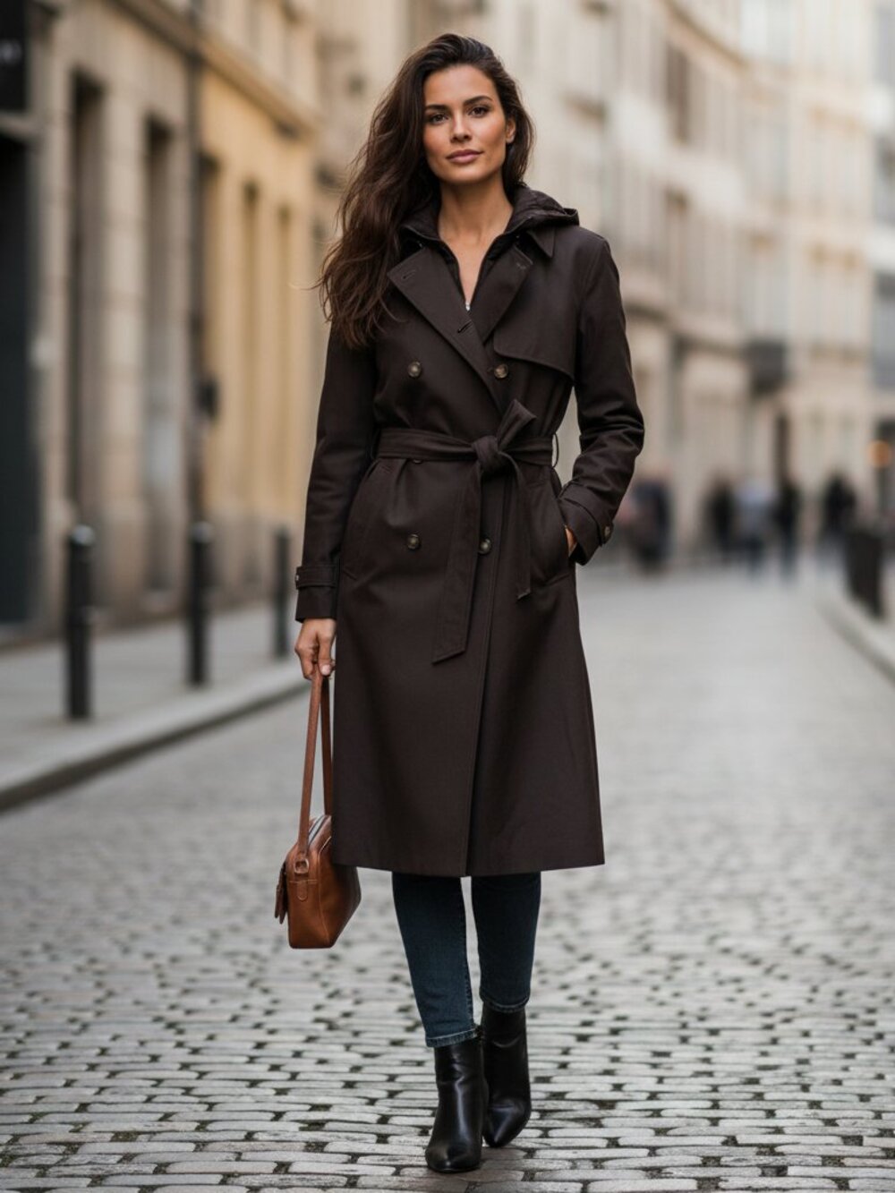 Reiss Azura Hooded Insert Trench Coat in Chocolate Brown NWT Size 10